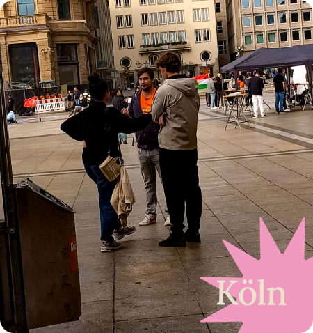 Benjamin im Gespräch beim Marsch für das Leben in Köln